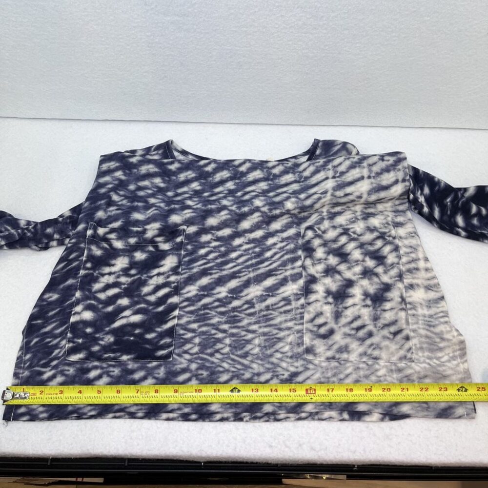 Soft Surroundings long sleeve pockets tie dye tunic blouse blue gray womens M - Picture 10 of 12